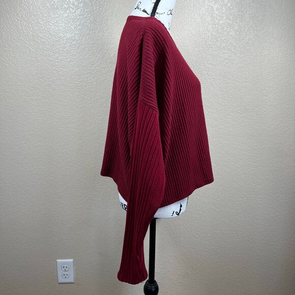 Wild fable Berry Red waffle knit crop longs leeve pullover tee size XXL college - Picture 10 of 14